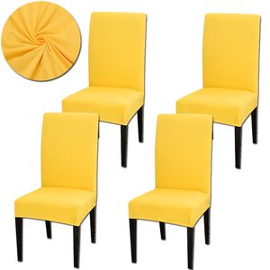 Stuhlhussen 4er pack, Universal Stretch Moderne Einfarbig Stuhlbezug Esszimmer Stuhl Hussen, Gelb