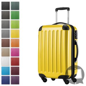 HAUPTSTADTKOFFER - Alex - Handgepäck Hartschalenkoffer Kabinen Gepäck für jede Airline, 4 Rollen, Erweiterbar, 55 cm, 42 Liter,Gelb