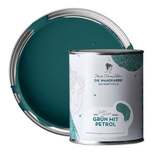 MissPompadour edelmatte Wandfarbe Grün mit Petrol 1L - sehr hohe Deckkraft - geruchsneutrale, spritzfreie Farbe - atmungsaktive Innenfarbe - Die Wertvolle