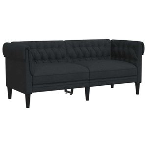 vidaXL Chesterfield-Sofa 2-Sitzer Schwarz Stoff