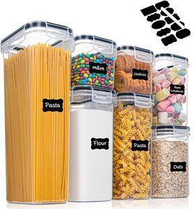 7Pcs Vorratsdosen mit Deckel, Frischhaltedosen mit Deckel BPA Frei Plastik Aufbewahrungsbox Küche, Vorratsglaser für Nudeln, Kaffeebohnen, Mehl, Zucker, Cornflakes
