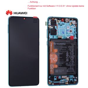 Original Huawei P30 OLED LCD Display + Touch Screen Bildschirm mit Akku 02352NLN 02354HRH Aurora Blue / Blau