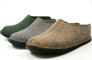 HAFLINGER® Hausschuhe Flair Smily  Wollfilz Damen + Herren Clog, Farbe:anthrazit, Größe:37