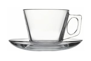 Pasabahce Vela čajový servis s malým talířkem Čajové sklenice Cay Bardagi, sklo, průhledné, 6 kusů
