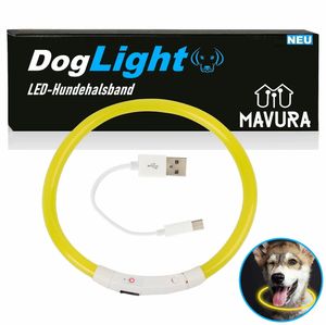 DogLight LED obojok pre psov USB svietiaci obojok univerzálna veľkosť strih na mieru žltá