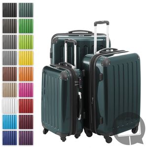 HAUPTSTADTKOFFER - Alex - Sada kufrů 3 velikosti, 4 kolečka, tvrdá lesklá skořepina (S, M a L), lesní zelená barva