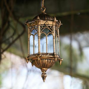Bronze Antik Hängeleuchte Lampenschirm E27 Wasserdichte Vintage Pendelleuchte Glasschirm Aluminium Pendellampe Außen Gartenlampen Licht Kronleuchter