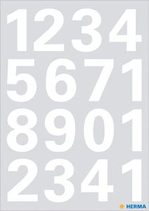 HERMA Zahlen Sticker 0-9 Folie weiß wetterfest 1 Blatt à 10 Sticker