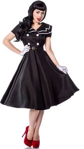 Atixo Damen Rockabilly-Kleid Freizeitkleid Abendkleid Vintage Swingkleid, Größe:S, Farbe:schwarz/weiß