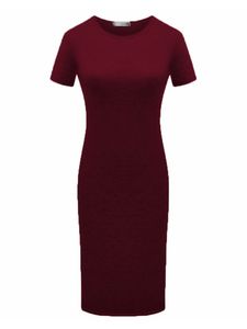 Damen Wrap Sommer Strand Kleider Hawaiian Kurzarm Basic Rundhals Langes Midikleid bordeaux,Größe L