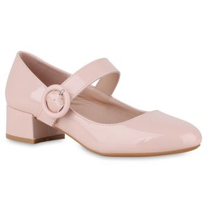 VAN HILL Damen Mary Janes Pumps Klassische Elegante Riemchen-Schuhe 841176, Farbe: Rosa, Größe: 39