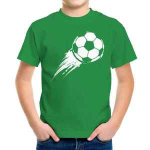 Kinder T-Shirt Jungen Fußball-Motiv Sport-Kleidung Geschenk für Jungen Fußballfan Moonworks® grün 98-104 (3-4 Jahre)