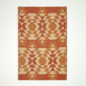 HOMESCAPES Outdoor-Teppich Anya 180 x 270 cm - Ethno-Muster, rot-orange
