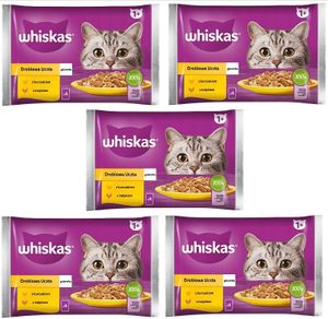 Whiskas Adult 1+ Nassfutter für Katzen in Jelly mit Huhn, Truthahn, 20 Portionsbeutel, 5x4x85g