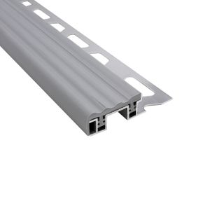 Alu Stufenprofil Fliesenschiene mit 26mm PVC-Einlage L250cm H10mm grau