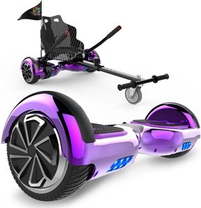 Mega Motion Hoverboard mit sitz 6.5 Zoll Hoverboards Hoverkart Mit Bluetooth und LED-Blitz Hoverboard sitz Kinder Elektroroller Gokart Geschenke für Kinder und Erwachsene