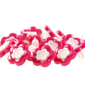 10 niedliche Kinderknöpfe 3D-Blümchen, aus Kunststoff, rosa/pink