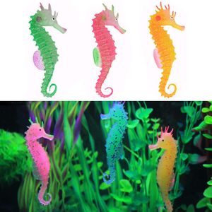 Nachtleuchtende Seepferdchen Aquarium Ornament, 3 Stück Realistisches Seepferdchen Aquarium Dekoration Schwimmendes 3D Figur Meerestier Szene Statue Deko Nachbildung Aquarium Zubehör Deko