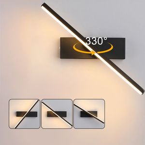40cm černé moderní nástěnné LED svítidlo interiérové nástěnné svítidlo 3 barvy měnící se 330° otočné nástěnné osvětlení pro ložnici, pracovnu, jídelnu, chodbu, schody