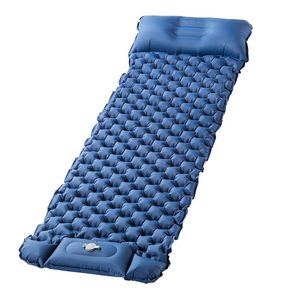 FNCF Aufblasbare Campingmatratze, Schlafmatte Matratze mit integrierter faltbarer Fußpumpe für 1 Person, Tragbare Schlafmatratze (Blau)