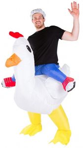Bodysocks aufblasbares Kostüm Huhn-Polyester weiß, Farbe:weiß