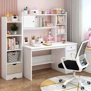 Biurko Komputerowe Białe Loft Pod Laptop Nowoczesne Skandynawski 7 Półek 120 Cm