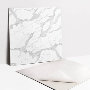 Fliesenaufkleber Set - 9 Stück Selbstklebende PVC Fliesen-Designs - Für Bad und Küche 30 x 30 - weisser Marmor