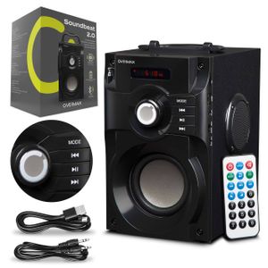 OVERMAX Soundbeat 2.0 Bezdrátový reproduktor, Připojení Bluetooth, Dálkové ovládání, FM rádio s automatickým vyhledáváním stanic 87,6-108 MHz