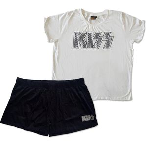 Kiss - Schlafanzug mit Shorts für Damen - Sommer RO8573 (XL) (Weiß/Schwarz)