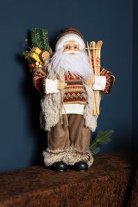 Weihnachtsmann Dekorfigur in Gold, goldener Santa Claus Weihnachtsdeko