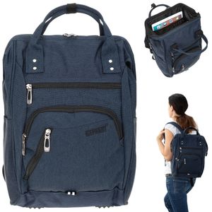 Rucksack Damen Freizeitrucksack mit Klappöffnung Elephant Finn Color Reiserucksack Tasche 3437 Blau + Schlüßeletui