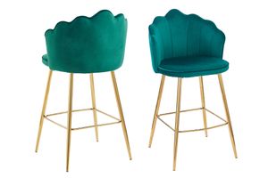 Sada 2 barových židlí Shell Design Velvet Zelená
