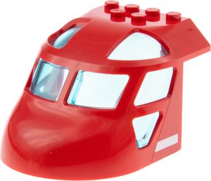 1x Lego Flugzeug Cockpit 6x8x4 rot Sticker Front gewölbt Fenster blau 11293pb006