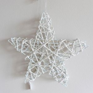 Hänger Stern mit Kordel LED Licht | weiß | Weihnachtsstern Fensterhänger | 30 cm
