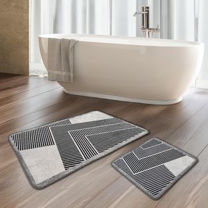 Miqna 2-tlg. rutschfestes Badteppich Set , waschbar (60x100 & 50x60 cm)