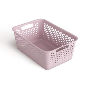 Aufbewahrungskorb 10L mit Griffen - BPA-Frei - Organizer ( 37 x 26 x 17 cm / Rosa ) - Körbchen für Bad Küche Schlafzimmer, Haushaltskorb