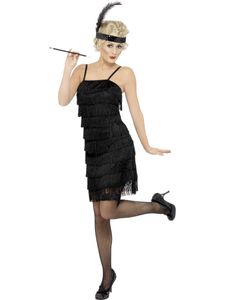 Schwarzes Flapper Kostüm - 20er Jahre Gr XL