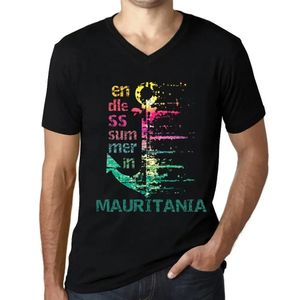 Herren Grafik T-Shirt V-Ausschnitt Endloser Sommer in Mauretanien – Endless Summer In Mauritania – Öko-Verantwortlich Vintage Jahrgang Kurzarm Lustige