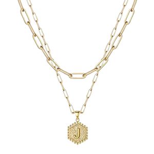 Anhänger-Halskette, wasserfest, vielseitig einsetzbar, glänzender Buchstabe, Gold-Schicht-Halskette als Geschenk-J