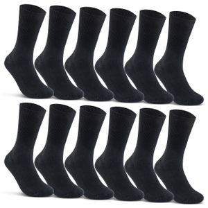 12 Paar Socken ohne Gummidruck 100% Baumwolle Damen & Herren Diabetiker Socken - Schwarz 39-42