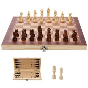 Jopassy Schachspiel Brettspiele klappbares Brett DESIGN Wunderschönes Schach Backgammon 29x29CM