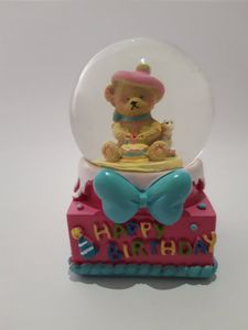 Schneekugel Teddybär, Happy Birthday, rosa, Geburtstag, Glitzerkugel Glitterkugel Geschenk