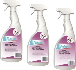Futum 3x750ml Bettwanzen Spray / Floh Spray, gegen wanzen, Flöhe, Larven & Eier, Insekten Bekämpfung