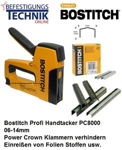 BOSTITCH Handtacker PC8000/T6 Tackerklammern, Klammergerät, Heftgerät, ergonomisch optimale Kraftübertragung, 6-14mm