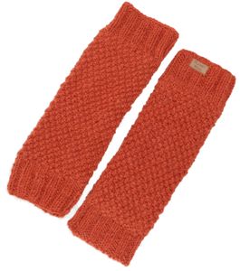 Wollstulpen mit Perlmuster, Strickstulpen aus Nepal, Beinstulpen - Rostorange, Uni, Wolle, 37*12 cm, Socken & Beinstulpen