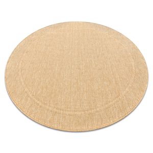 Okrúhly koberec TIMO 5979 SISAL vonkajšie rám tmavo béžová béžový kruh PRŮMĚR 200 cm
