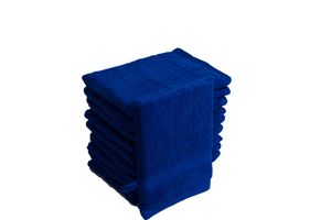 Waschhandschuhe Waschlappen 10er Set Royal Blau 100 % Baumwolle Frottee 500g/m² 16x21