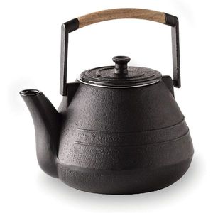 LACOR - liatinový čajník s drevenou rukoväťou, objem 1 l, čierny