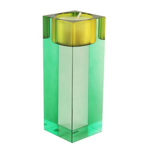 Gift-Company Teelichthalter Sari Kristallglas grün/gelb H ca. 14 cm