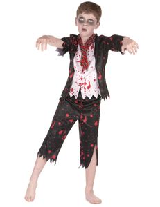 Zombie-Schüler Kostüm für Jungen Halloween-Kostüm schwarz-weiss-rot